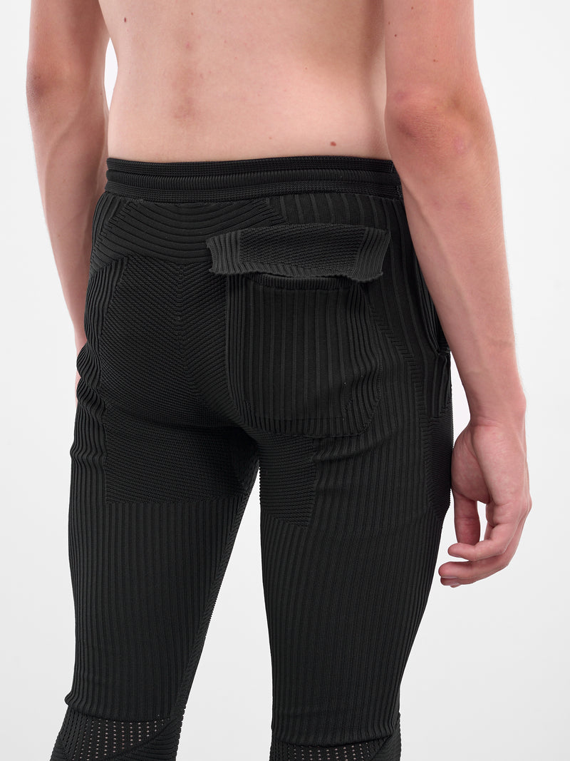 Rib-Knit Patterened Slim Leggings (UC2E4504-BLACK)