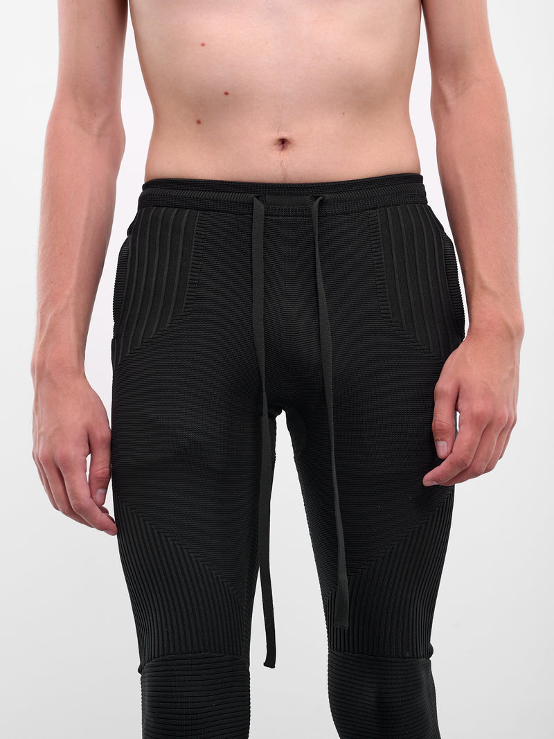 Rib-Knit Patterened Slim Leggings (UC2E4504-BLACK)