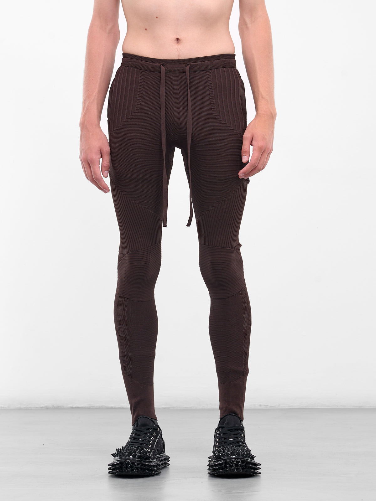 Rib-Knit Patterened Slim Leggings (UC2E4504-DARK-BROWN)