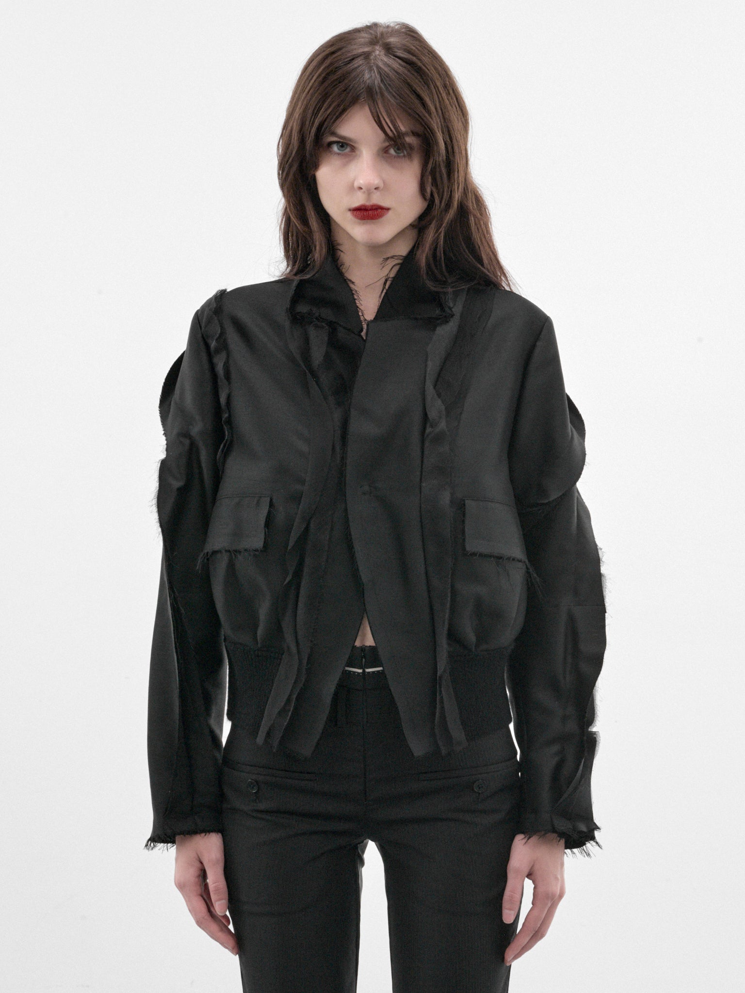 Black Layered Cropped Jacket (UC2F1102-BLACK)