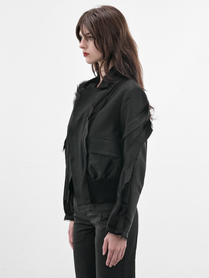 Black Layered Cropped Jacket (UC2F1102-BLACK)