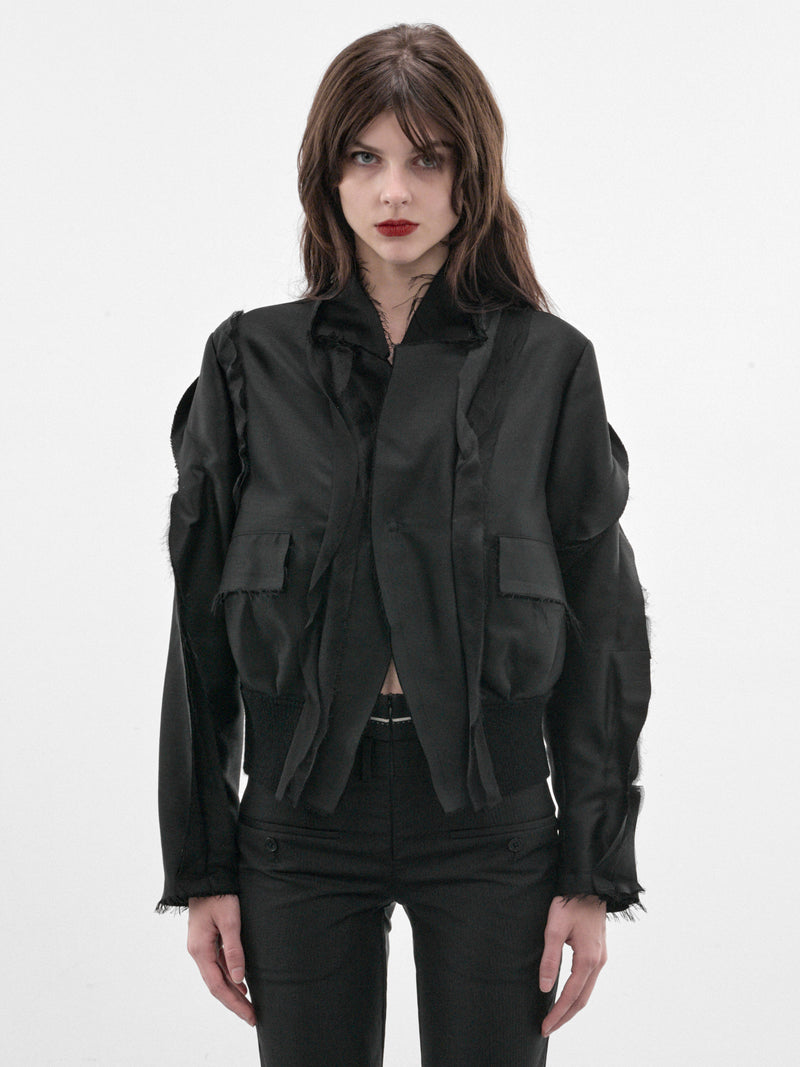 Black Layered Cropped Jacket (UC2F1102-BLACK)