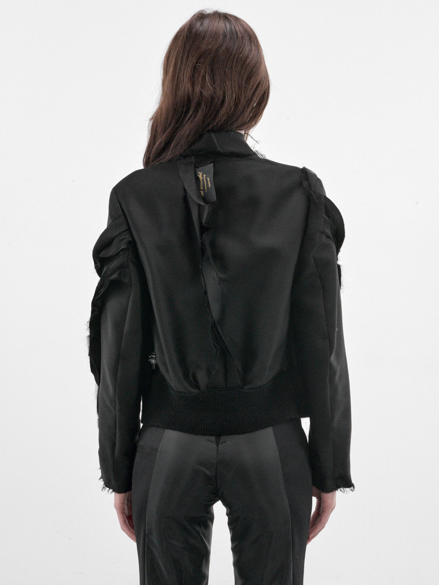 Black Layered Cropped Jacket (UC2F1102-BLACK)