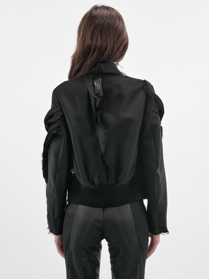 Black Layered Cropped Jacket (UC2F1102-BLACK)
