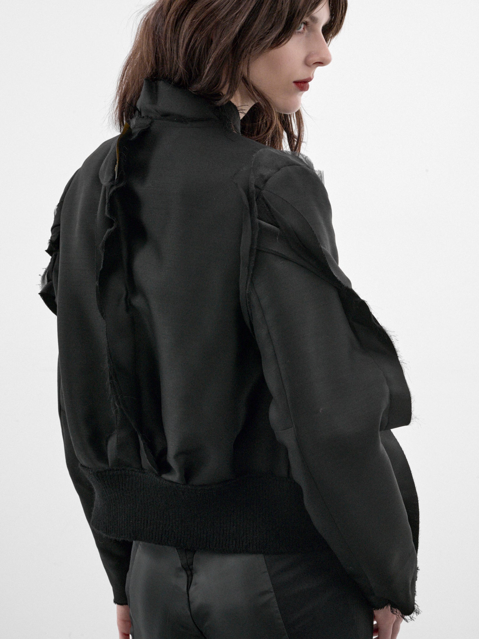 Black Layered Cropped Jacket (UC2F1102-BLACK)