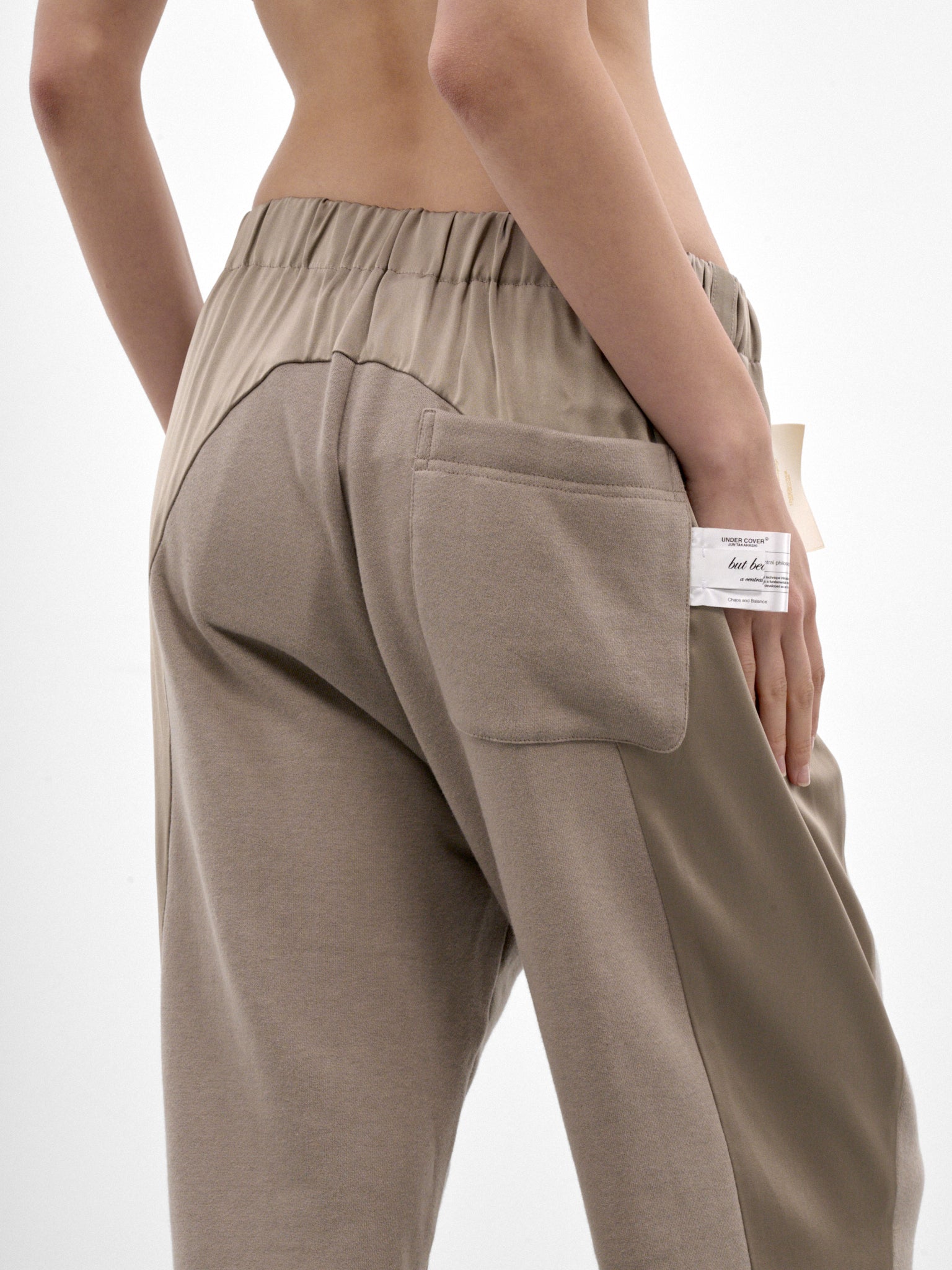 Gray Cotton Elasticated Trousers (UC2F1504-GRAY-BEIGE)