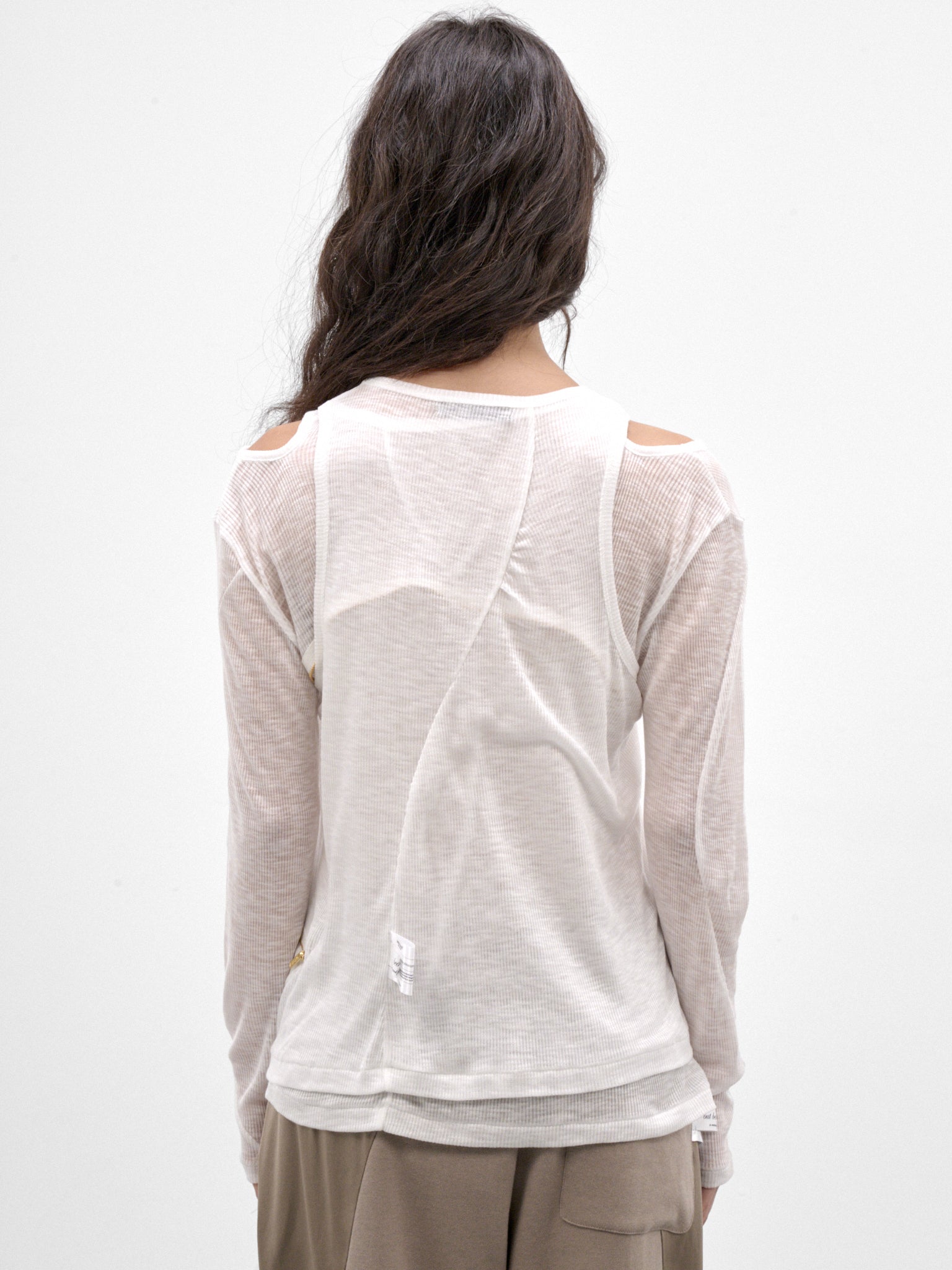 White LAyered Long Sleeve Top (UC2F1801-2-OFF-WHITE)