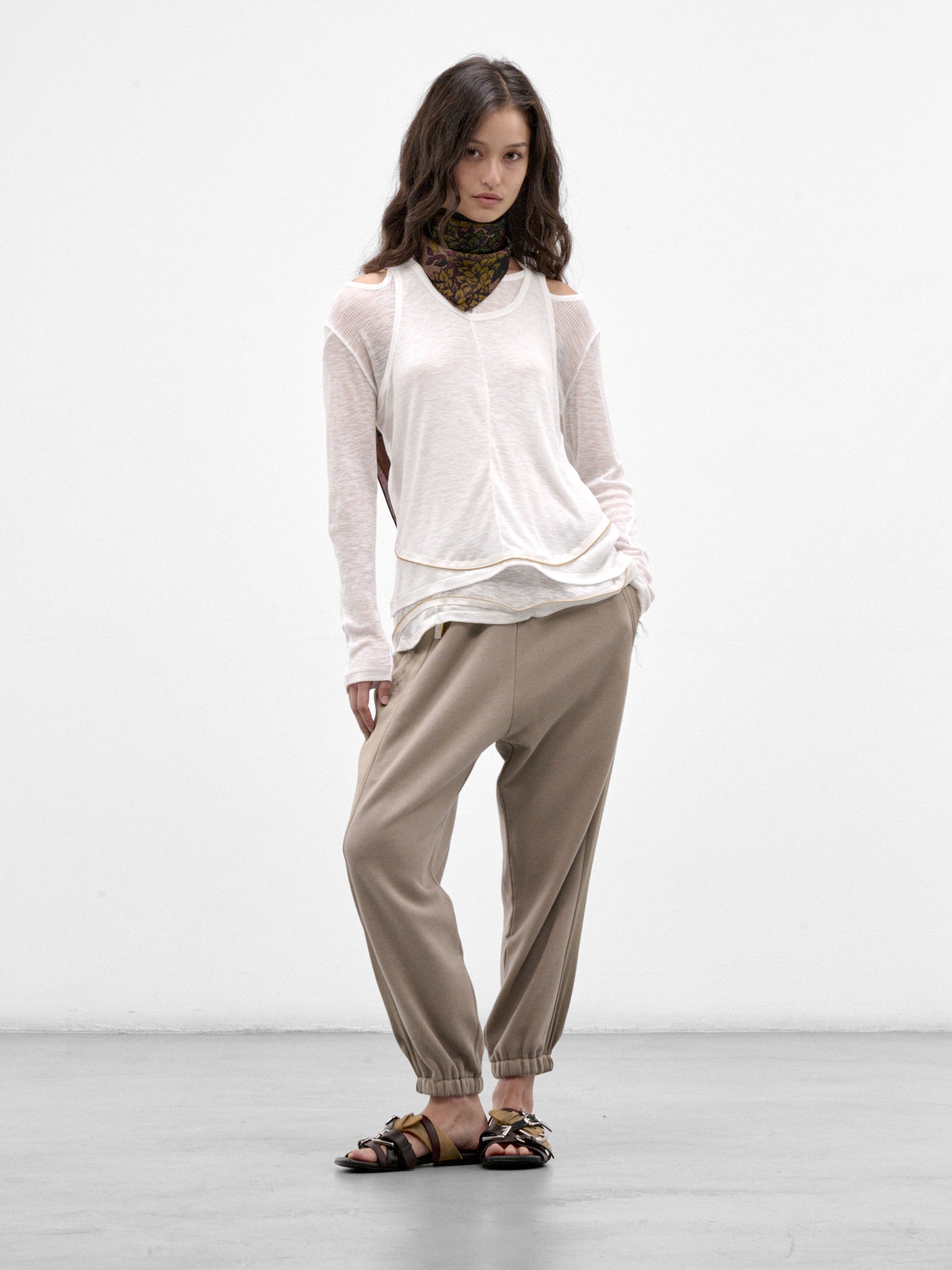 White LAyered Long Sleeve Top (UC2F1801-2-OFF-WHITE)