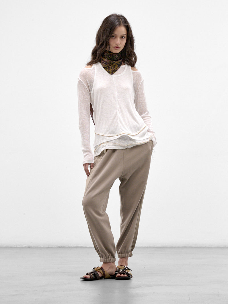 White LAyered Long Sleeve Top (UC2F1801-2-OFF-WHITE)