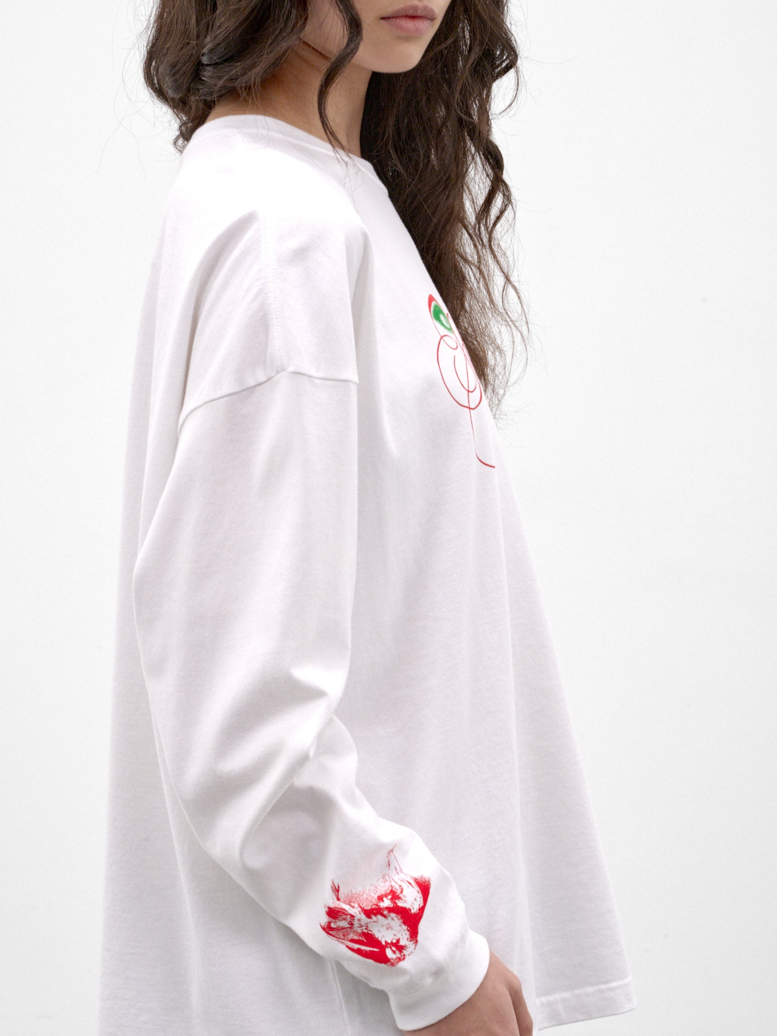White Cotton Graphic Long Sleeve (UC2F1892-1-WHITE)