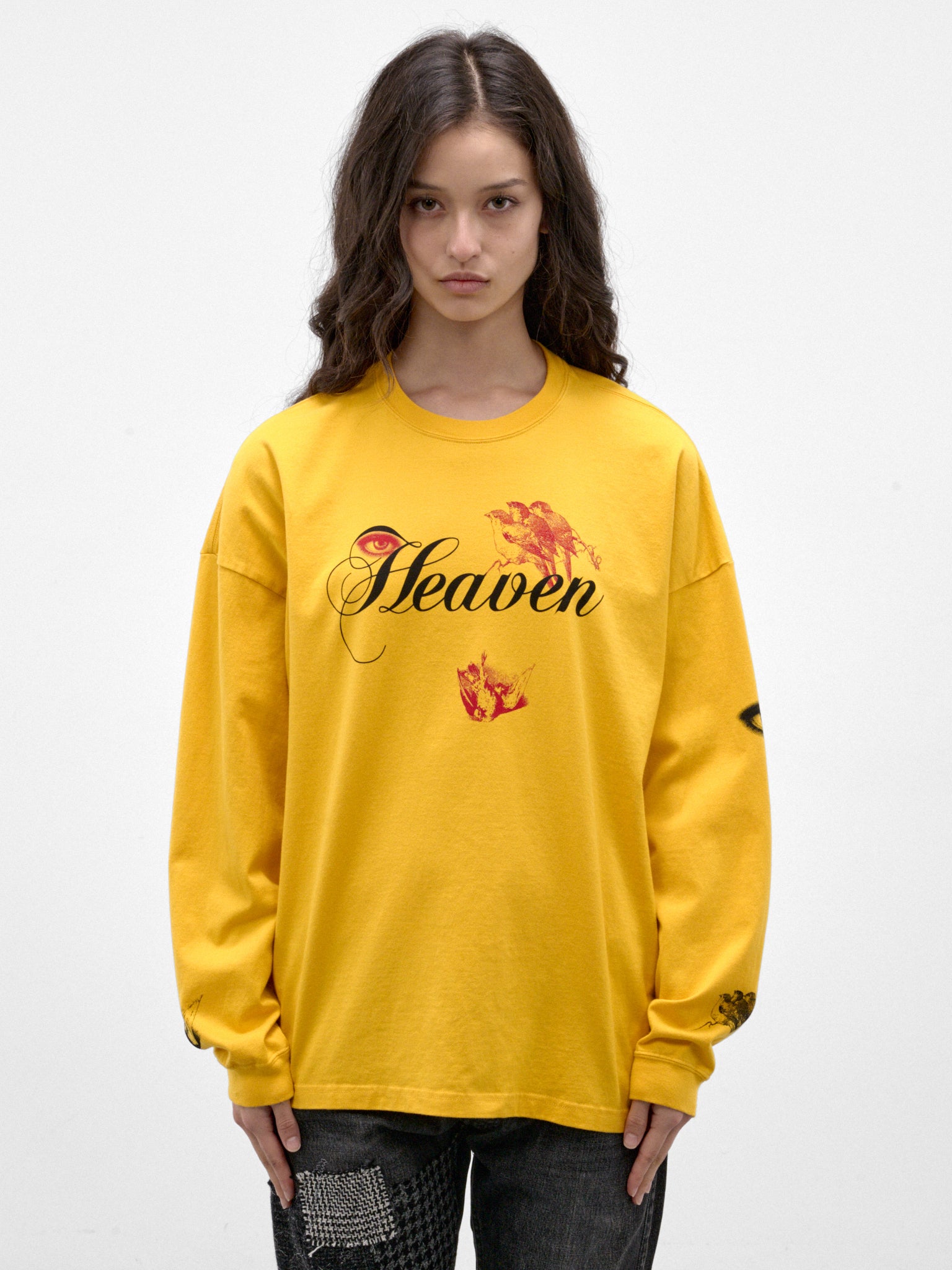 Yellow Cotton Graphic Long Sleeve (UC2F1892-1-YELLOW)
