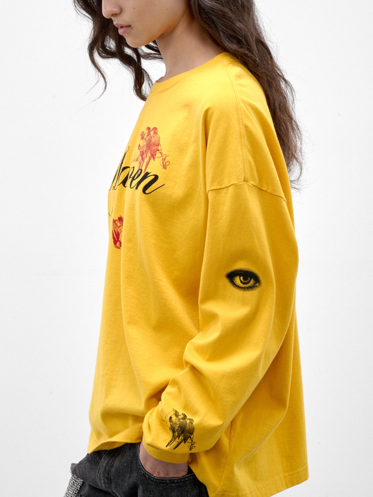 Yellow Cotton Graphic Long Sleeve (UC2F1892-1-YELLOW)