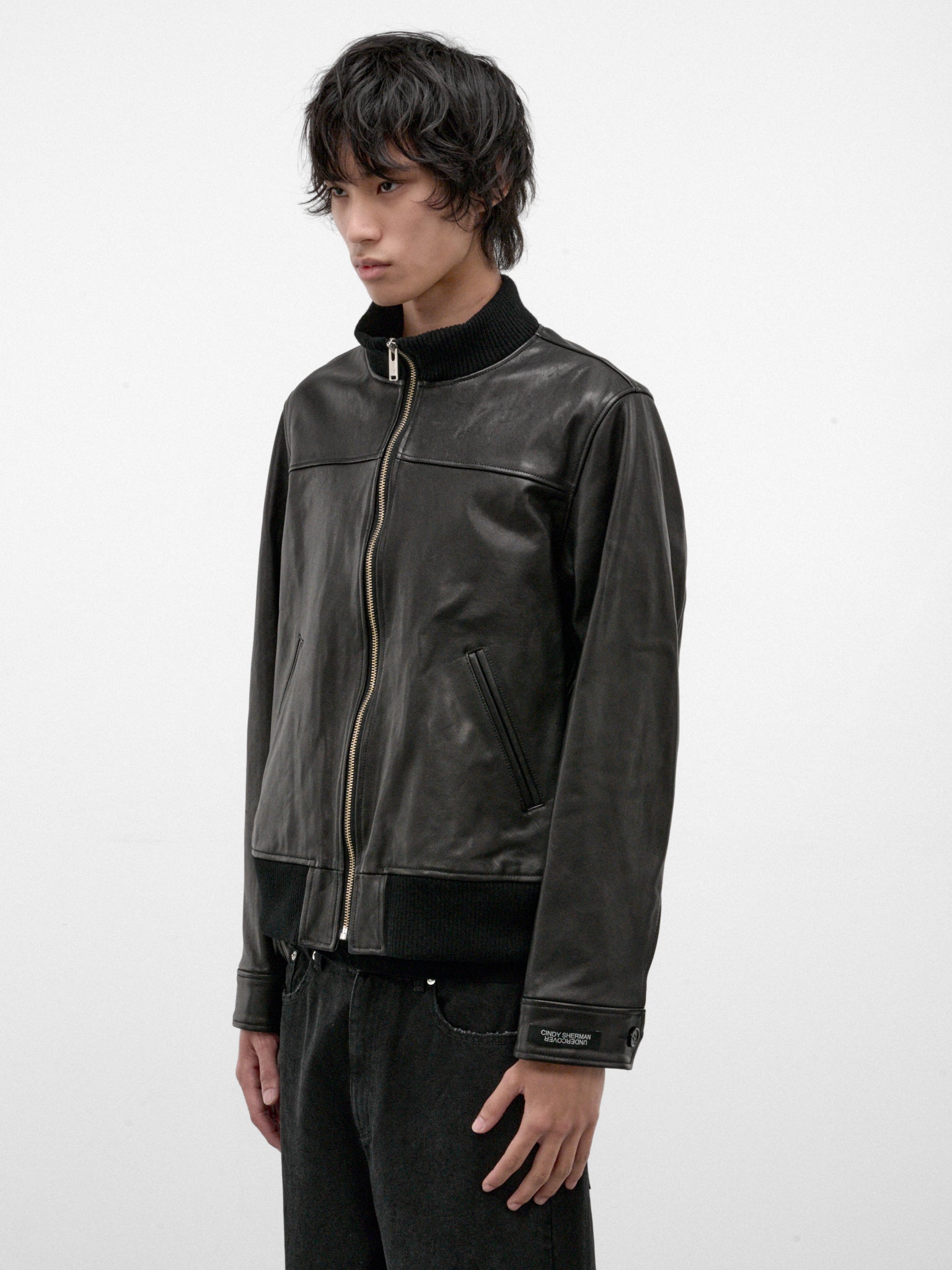 Black Lamb Leather Zip Jacket (UC2F4201-BLACK)