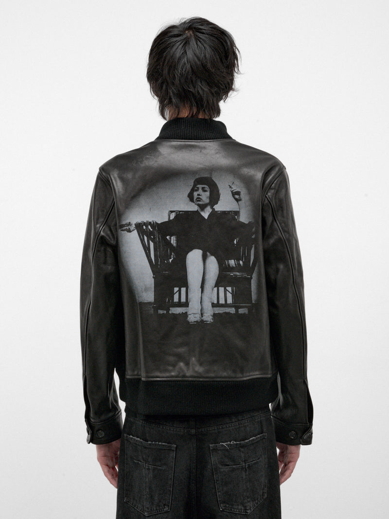 Black Lamb Leather Zip Jacket (UC2F4201-BLACK)