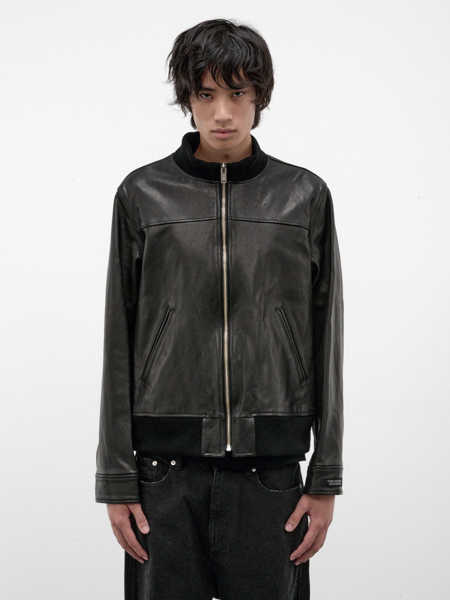 Black Lamb Leather Zip Jacket (UC2F4201-BLACK)