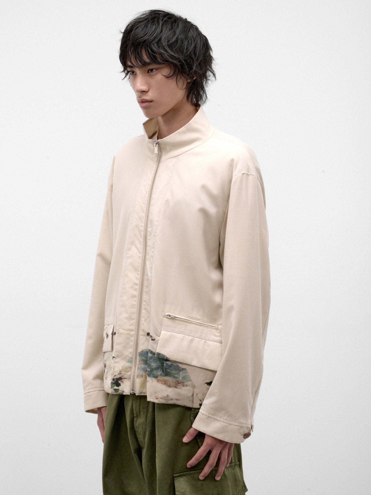 Gray Wool Abstract Graphic Jacket (UC2F4206-3-GRAY-BEIGE)