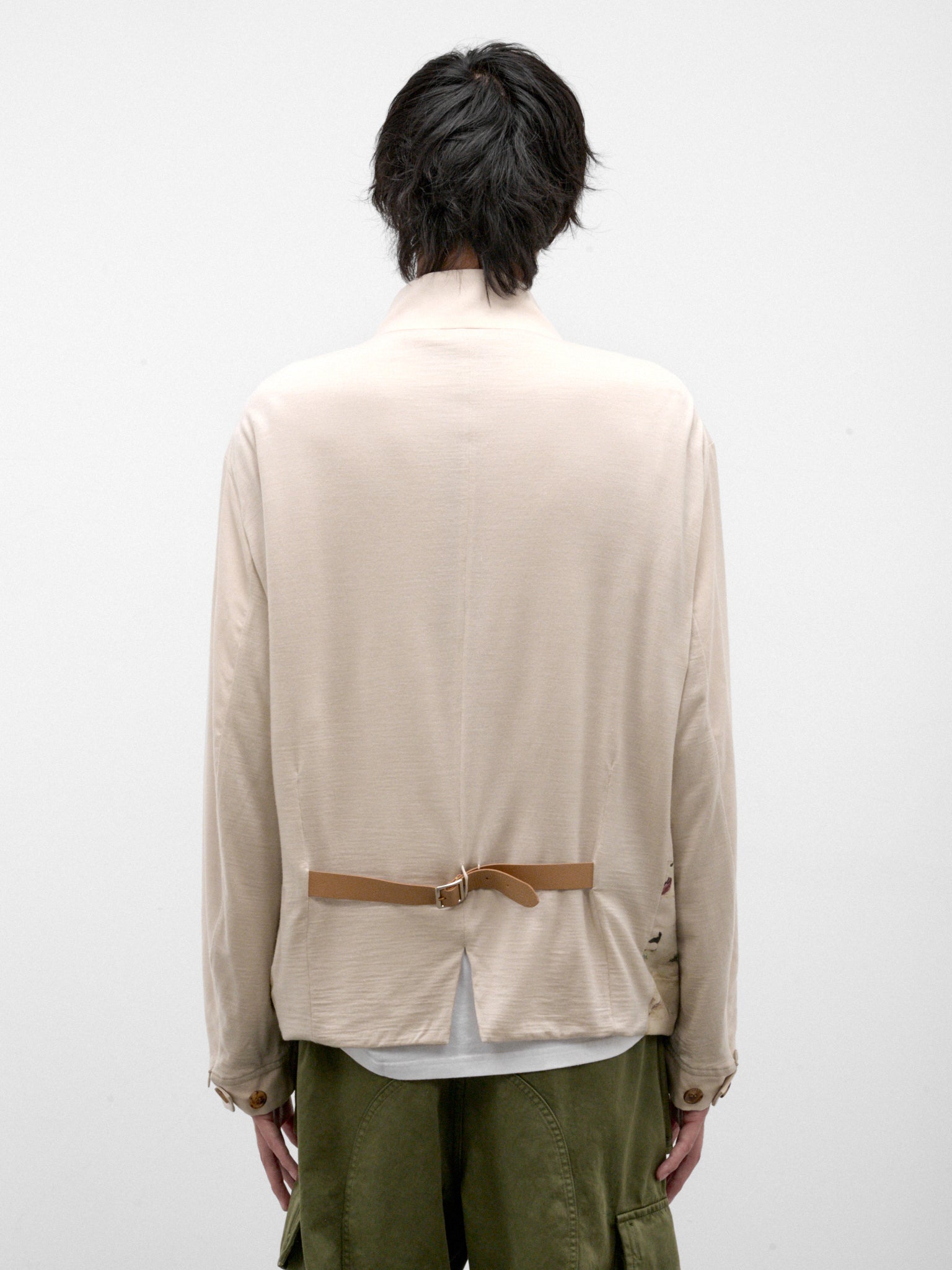 Gray Wool Abstract Graphic Jacket (UC2F4206-3-GRAY-BEIGE)