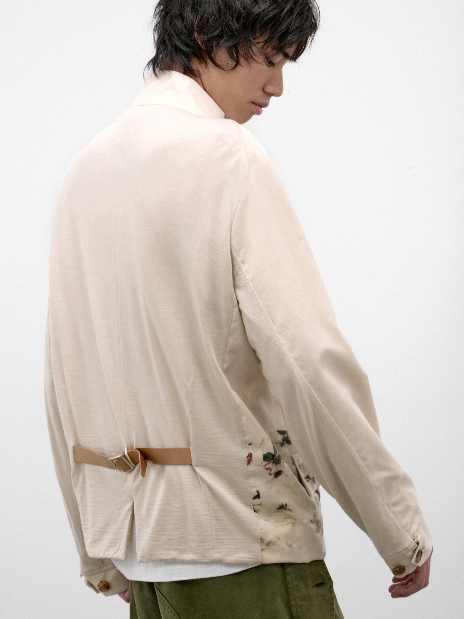 Gray Wool Abstract Graphic Jacket (UC2F4206-3-GRAY-BEIGE)