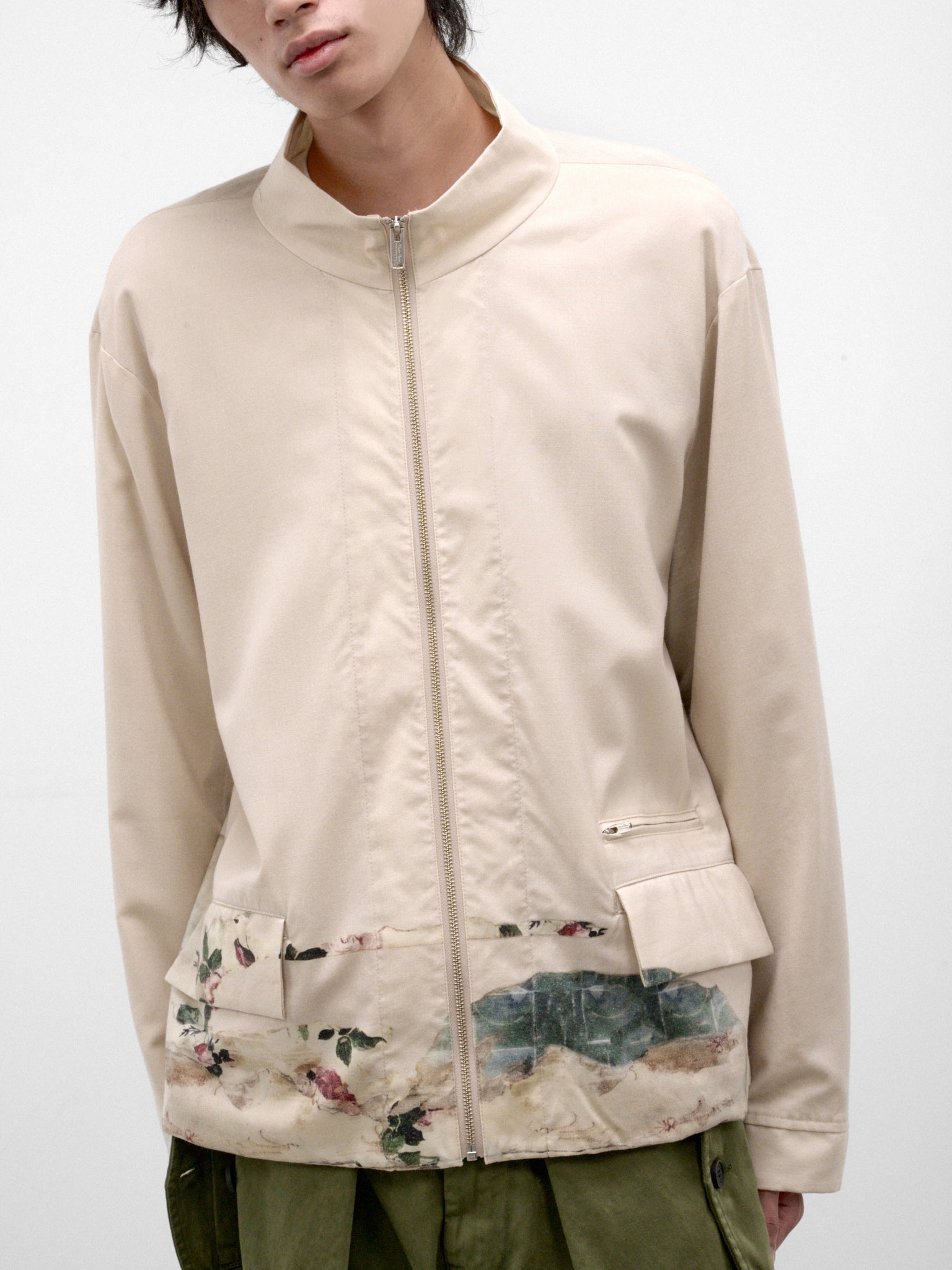 Gray Wool Abstract Graphic Jacket (UC2F4206-3-GRAY-BEIGE)