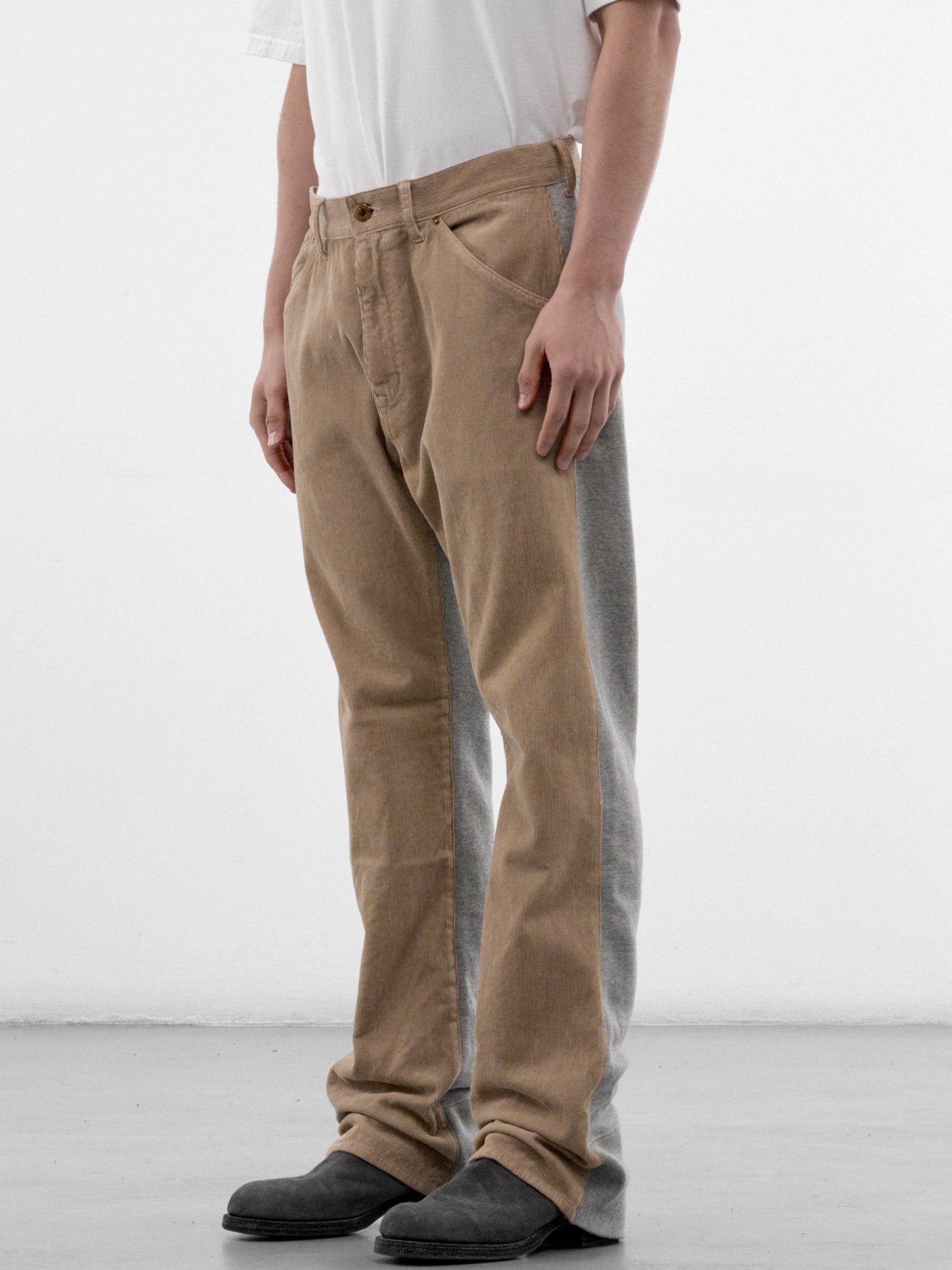 Beige Cotton Corduroy Trousers (UC2F4507-GRAY-BEIGE)