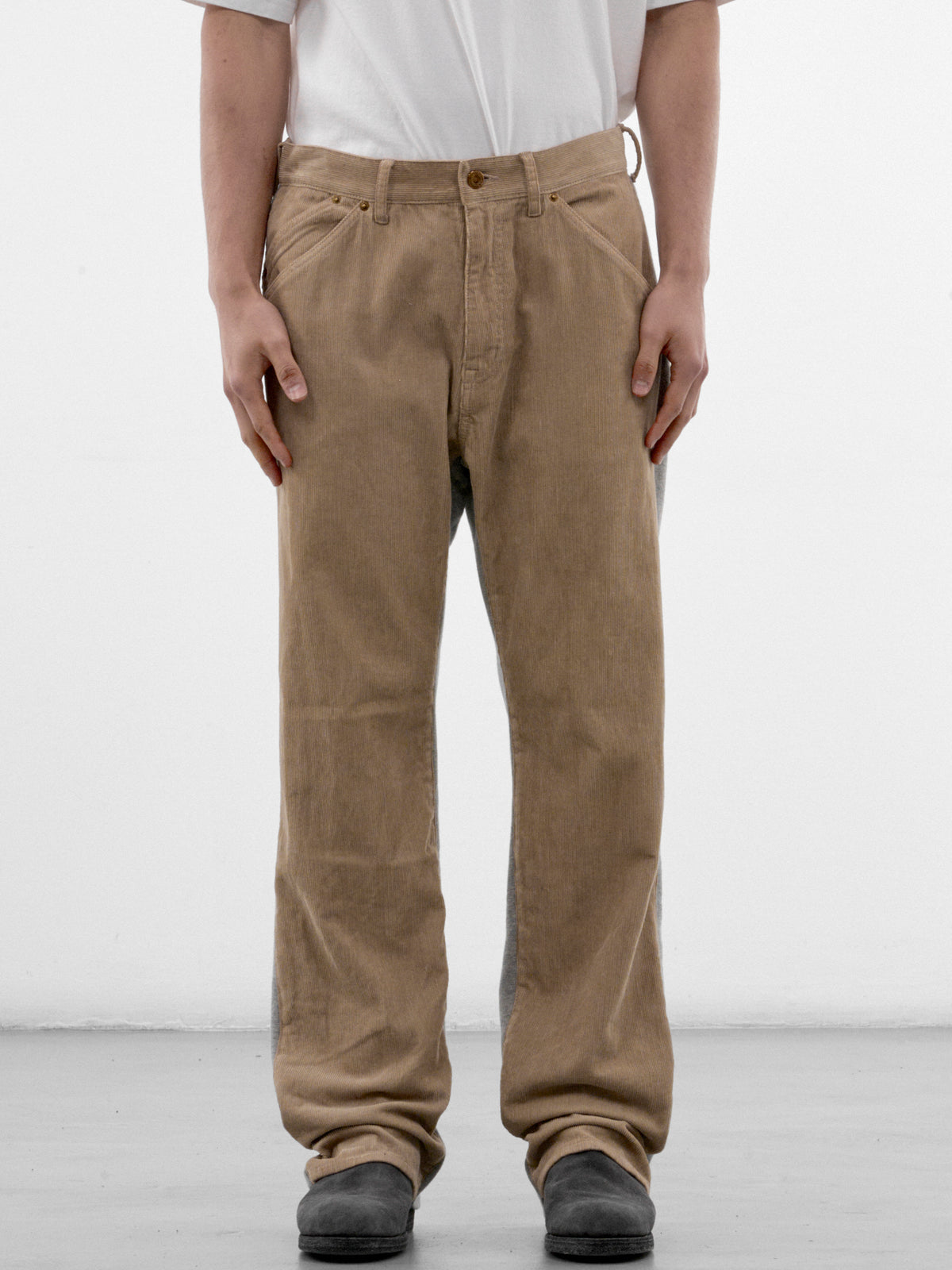 Beige Cotton Corduroy Trousers (UC2F4507-GRAY-BEIGE)