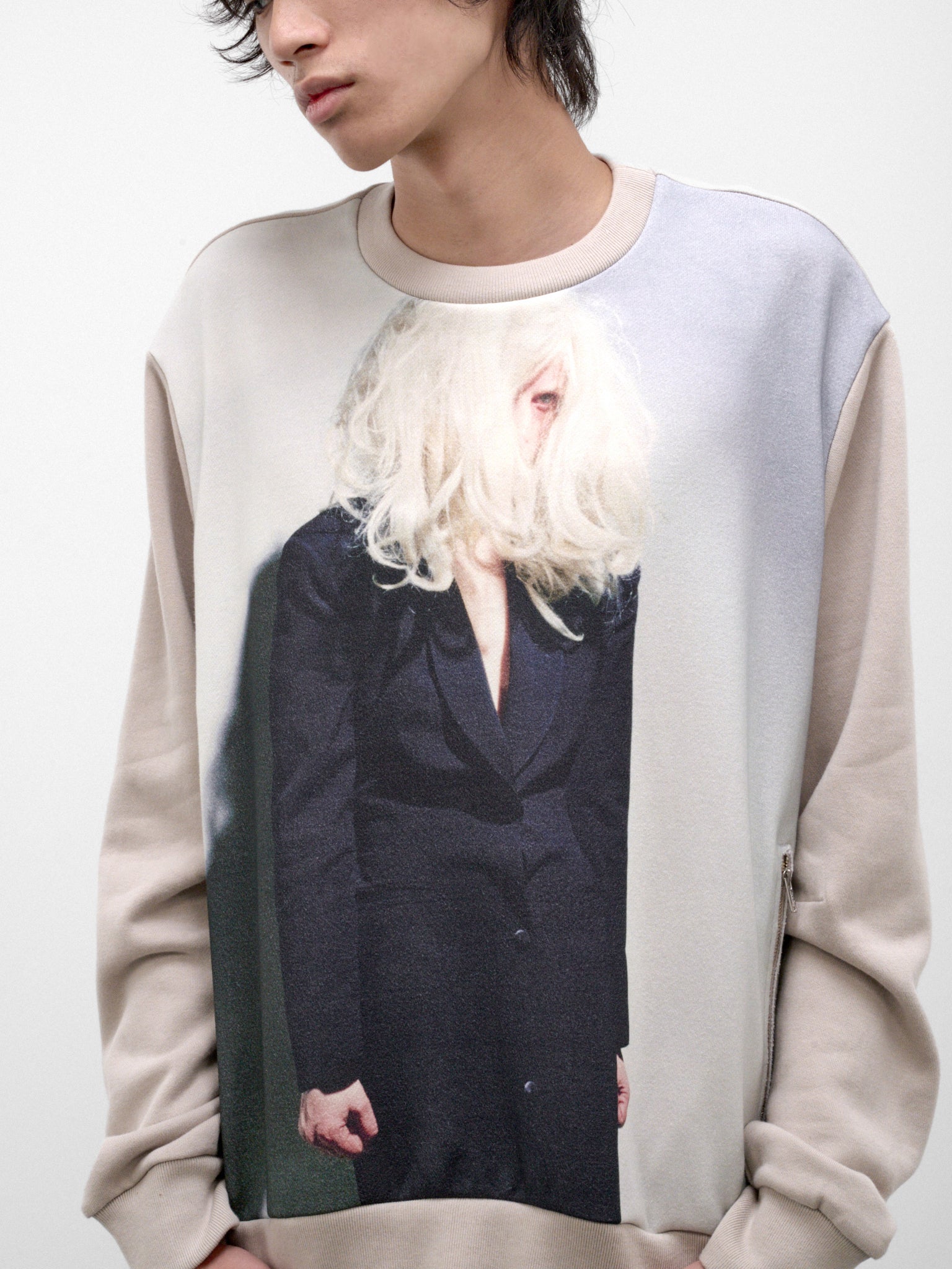 Cotton-Cashmere Cindy Sherman Sweater (UC2F4807-1-L-BEG-GRAY)