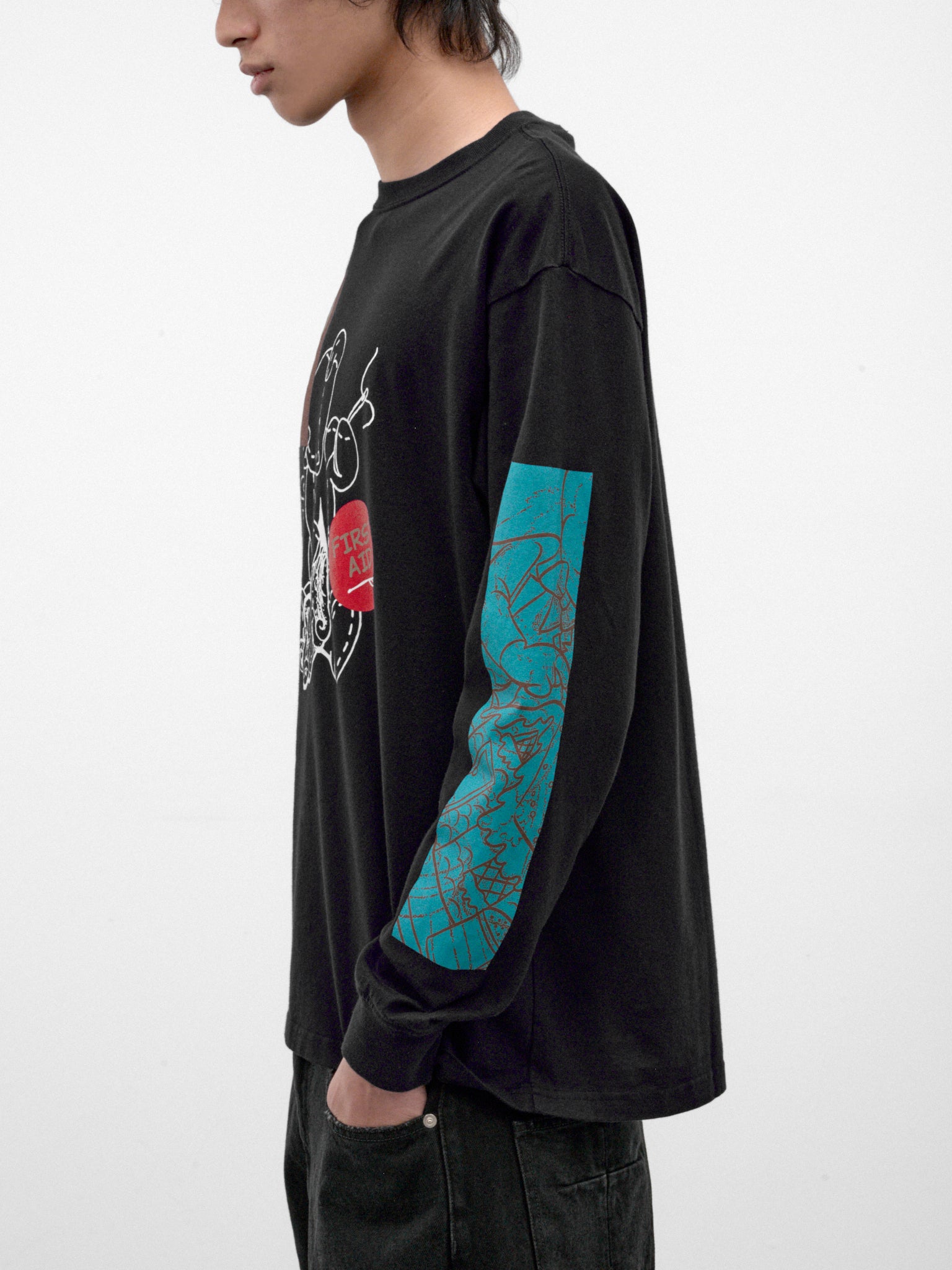 Navy Cotton Graphic Long Sleeve (UC2F4891-NAVY)