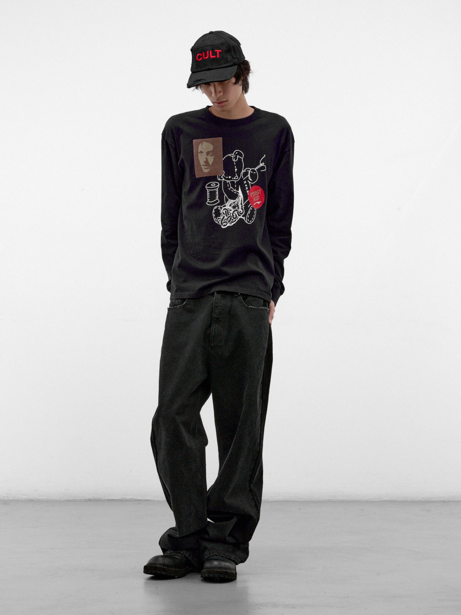 Navy Cotton Graphic Long Sleeve (UC2F4891-NAVY)