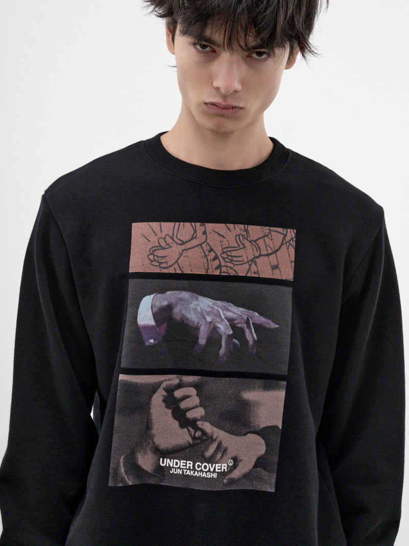 Black Cotton Three Hands Sweatshirt (UC2F4892-1-BLACK)