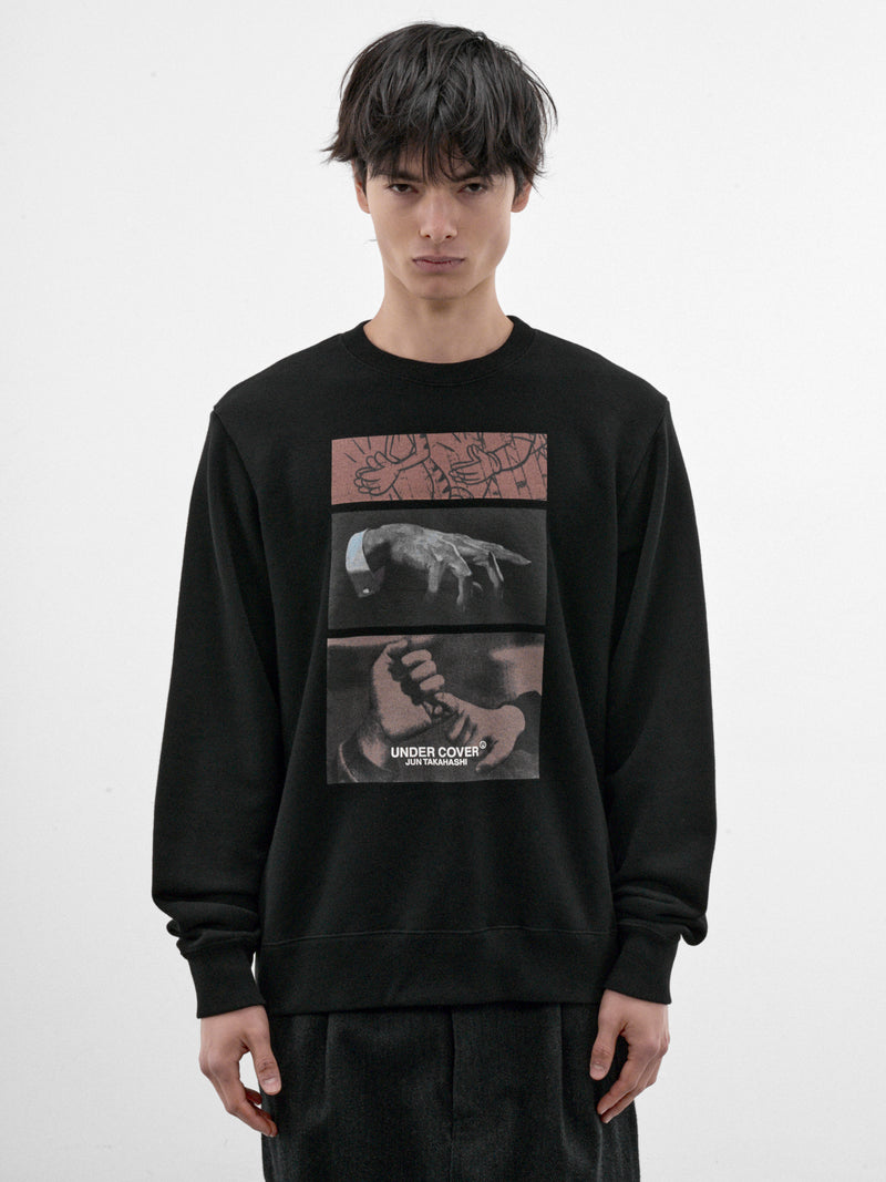 Black Cotton Three Hands Sweatshirt (UC2F4892-1-BLACK)