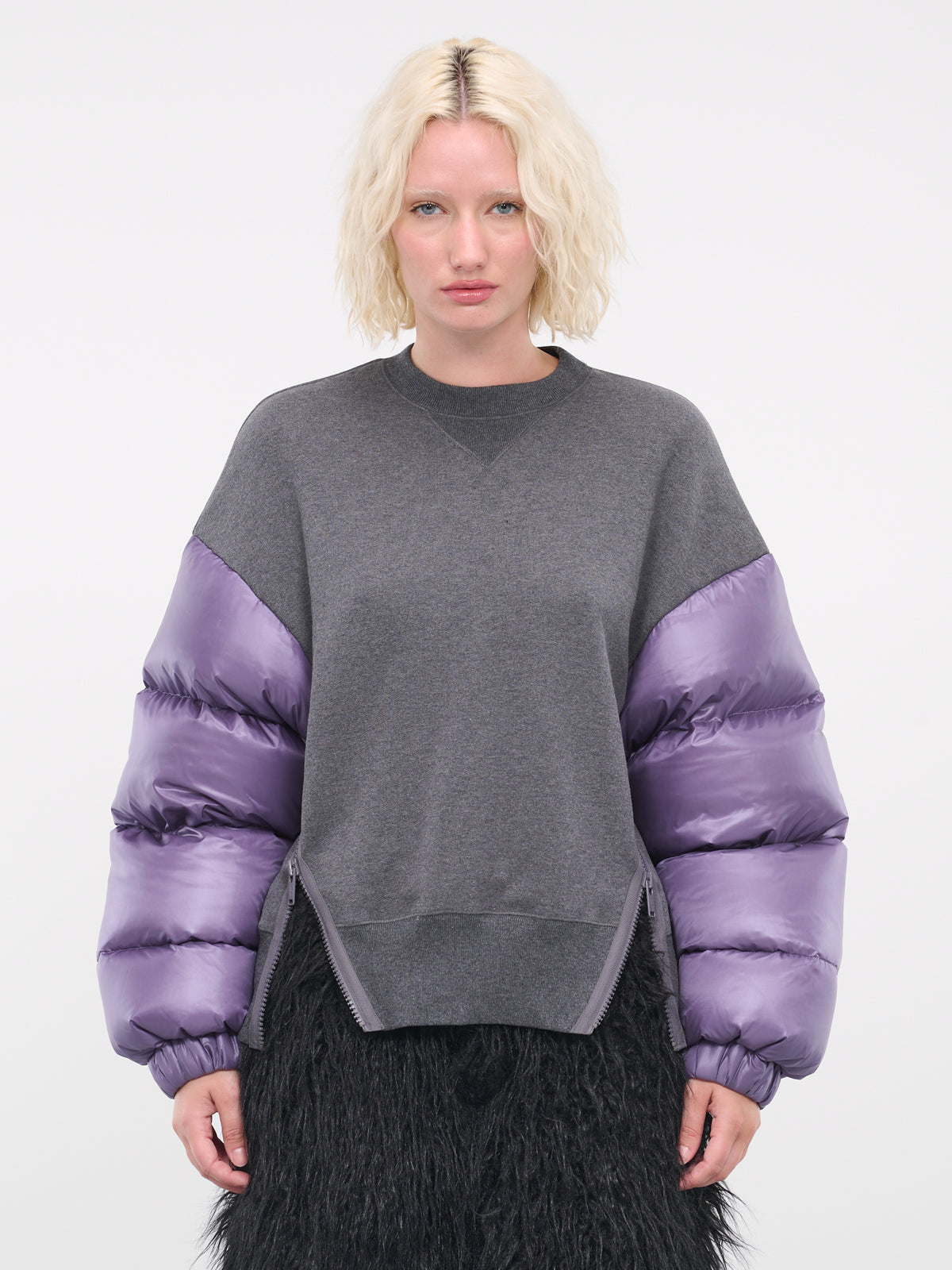 Puffer Sleeves Crewneck (UCC1805-CHARCOAL)