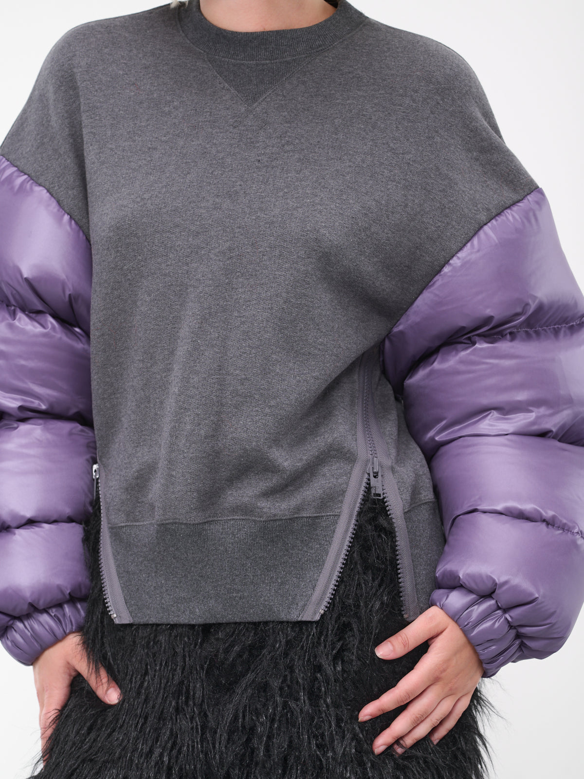 Puffer Sleeves Crewneck (UCC1805-CHARCOAL)
