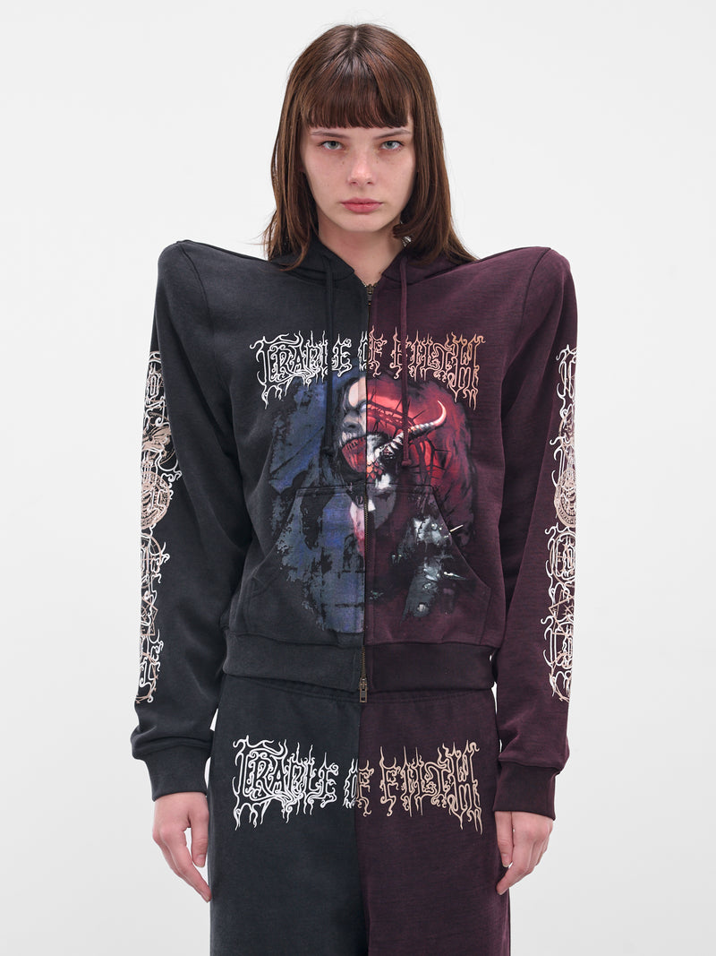 Cut-Up COF Shoulder Pad Hoodie (UCF76ZU930BR-BLACK-RED)