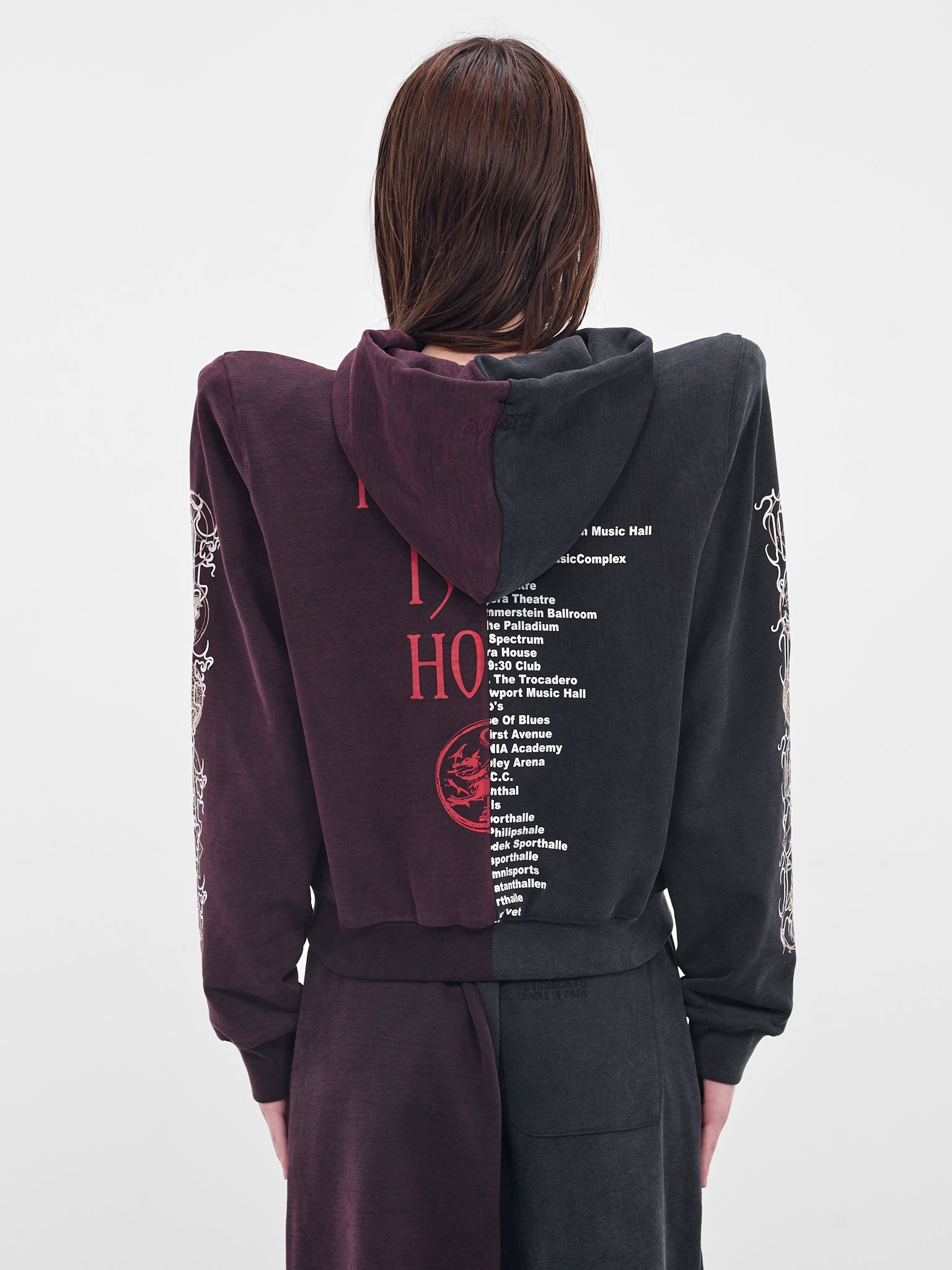 Cut-Up COF Shoulder Pad Hoodie (UCF76ZU930BR-BLACK-RED)