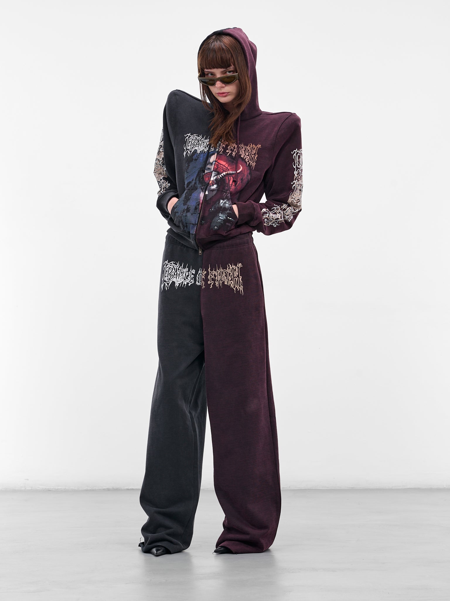 Cut-Up COF Shoulder Pad Hoodie (UCF76ZU930BR-BLACK-RED)