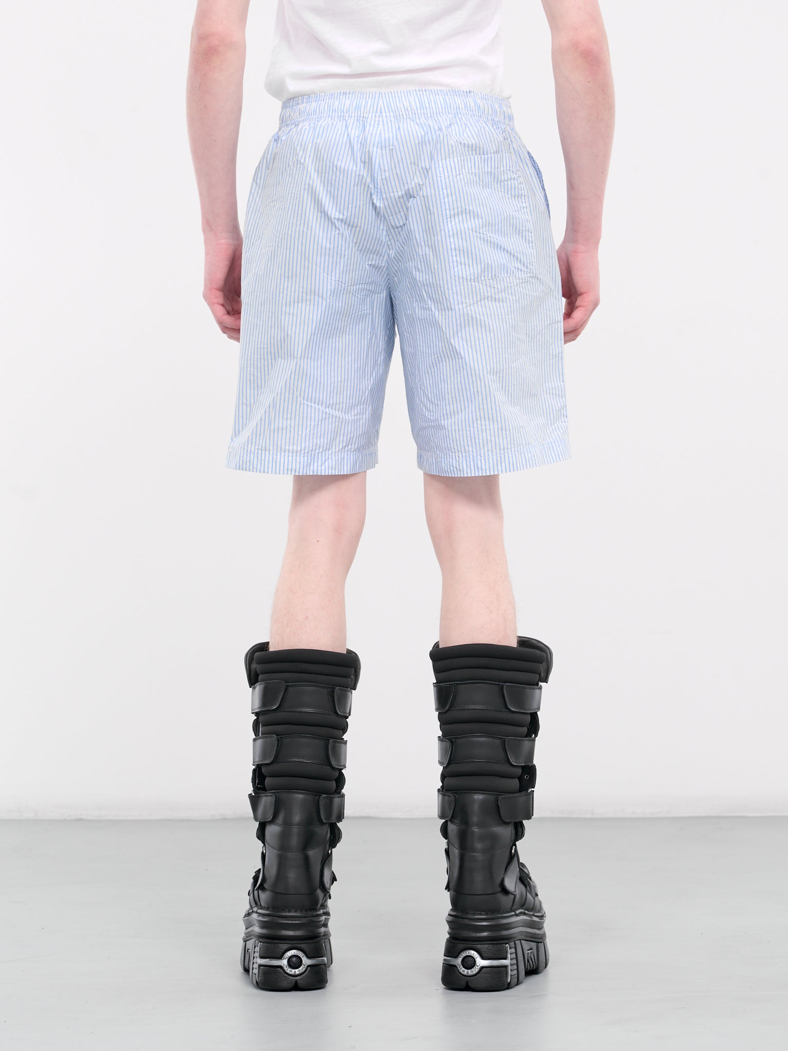 Paper Poplin Tailored Shorts (UE64SS400WN-WHITE-BLUE-MINISTR)