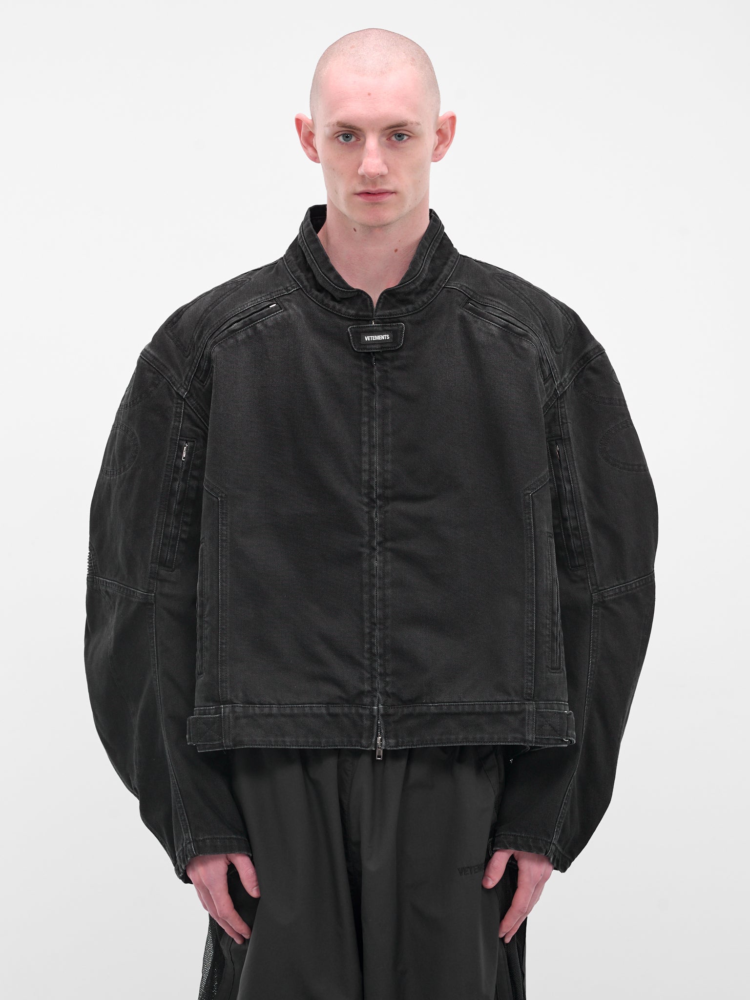 Black Racing Denim Zip Jacket (UH76DJ900B2-VINTAGE-BLACK)