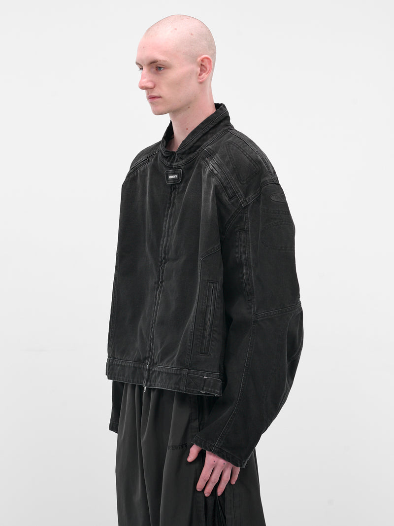 Black Racing Denim Zip Jacket (UH76DJ900B2-VINTAGE-BLACK)