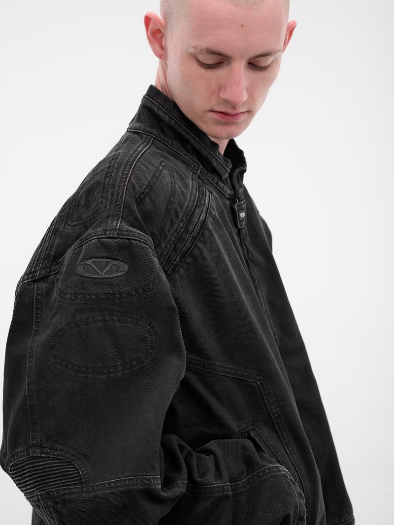 Black Racing Denim Zip Jacket (UH76DJ900B2-VINTAGE-BLACK)