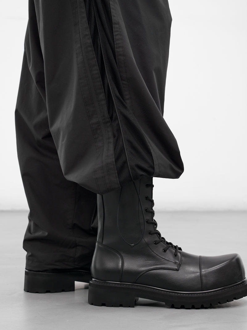 Black Nylon Mesh Panel Sweatpants (UH76GP700B-BLACK)