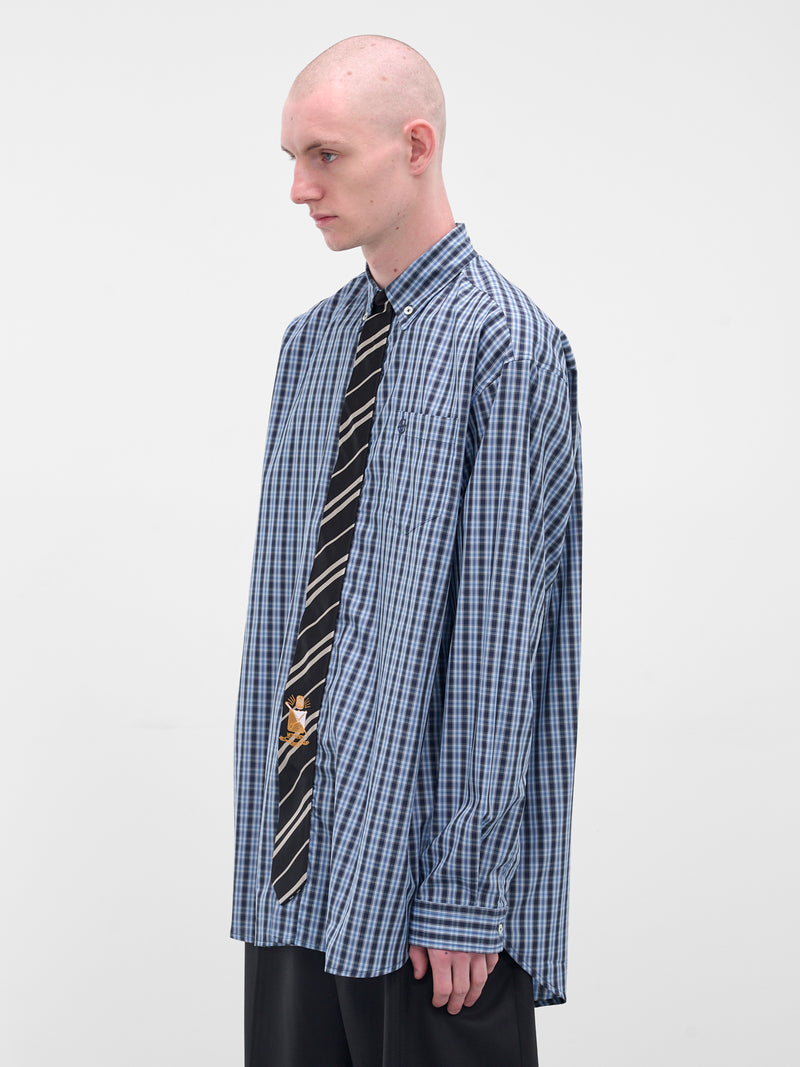 Blue Check Tie Button-Down Shirt (UH76SH280CN-BLUE-CHECK)