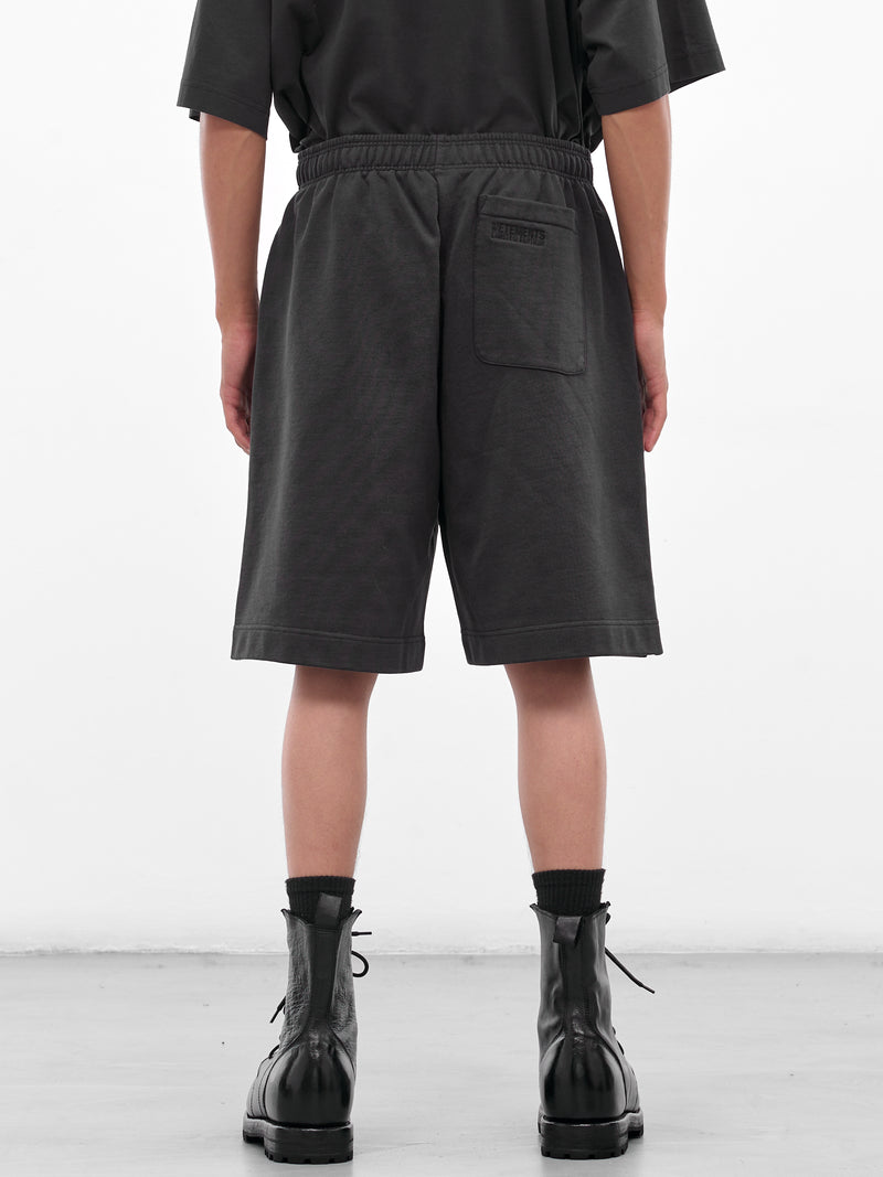 Black 'Polizei' Molton Shorts (UH76SS300B-WASHED-BLACK)
