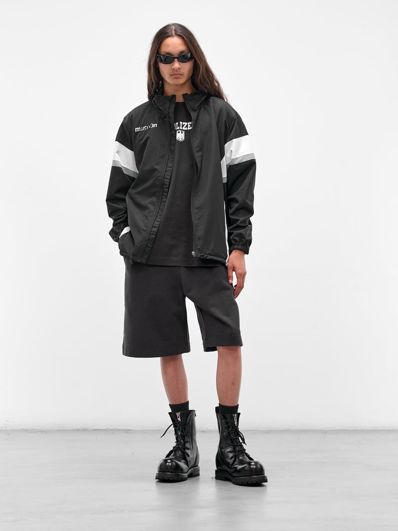 Black 'Polizei' Molton Shorts (UH76SS300B-WASHED-BLACK)