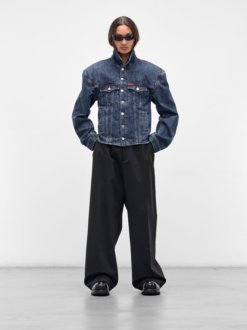 Black Cut Baggy Tailored Pants (UH76TP350B-BLACK)