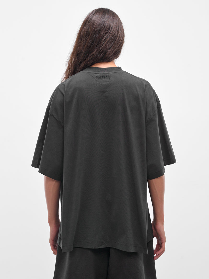 Black 'Polizei' Graphic Oversized Tee (UH76TR300B-WASHED-BLACK)