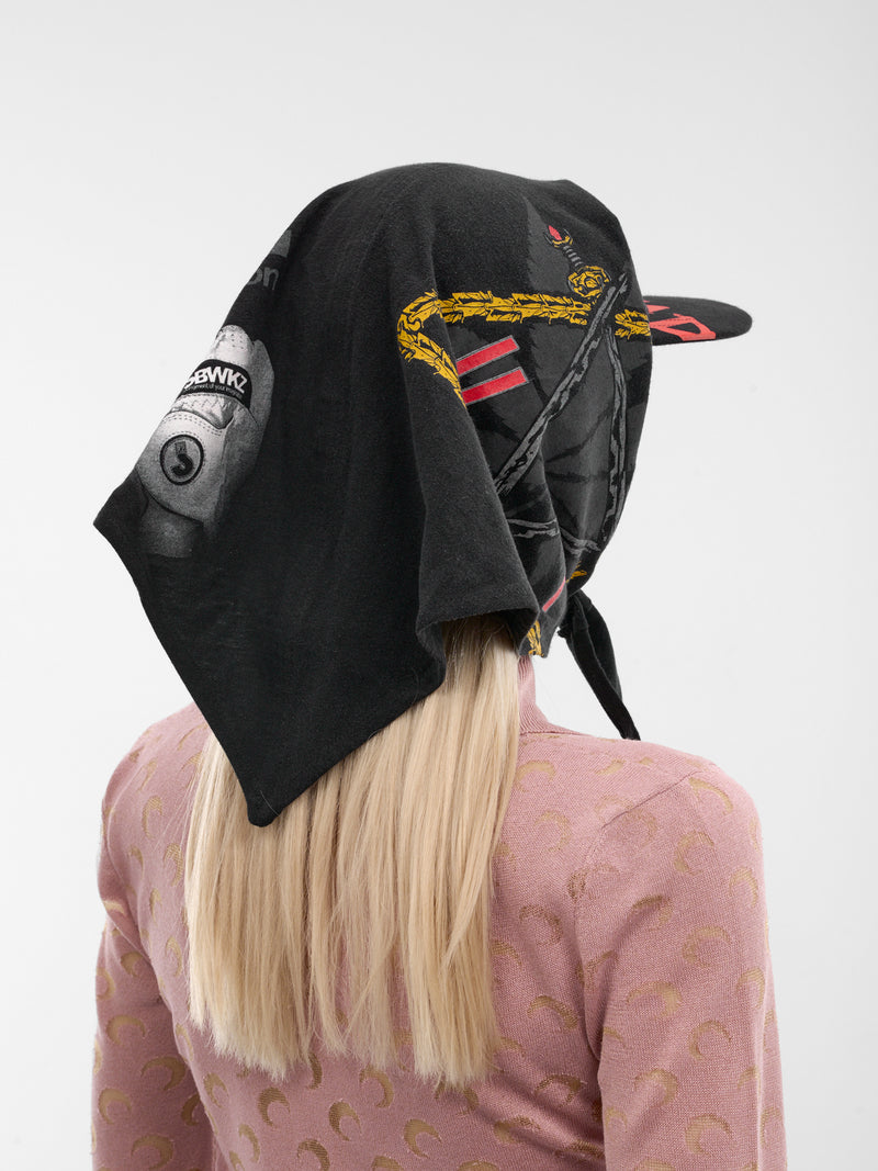Black Regenerated Graphic T-Shirt Cap (UHG029AUJER0009-BK99-BLACK)