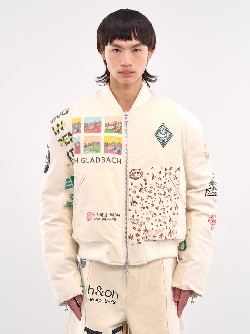 Patchwork Graphic Bomber Jacket (UJA062A-UWOV0009-ECRU)