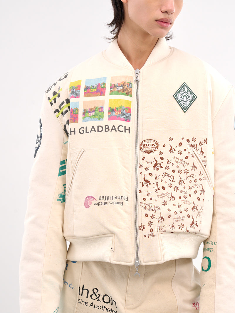 Patchwork Graphic Bomber Jacket (UJA062A-UWOV0009-ECRU)