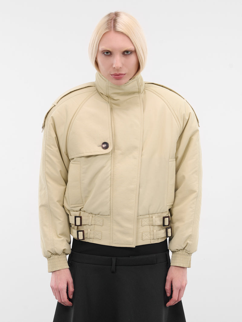 Beige Regenerated Gabardine Bomber Jacket (UJA069ADWOV0090-LIGHT-BEIGE)