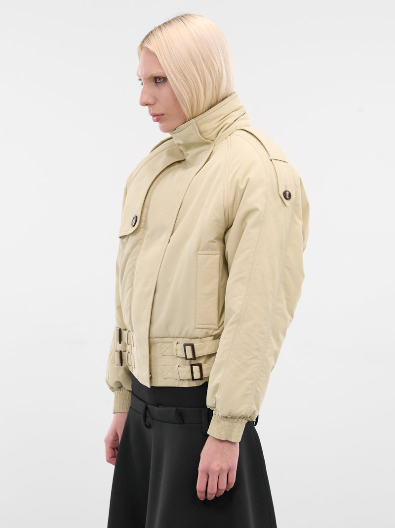 Beige Regenerated Gabardine Bomber Jacket (UJA069ADWOV0090-LIGHT-BEIGE)